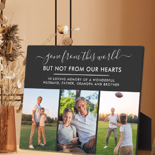 Gone from this World 3 Photo Black Remembrance Plaque