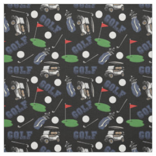 Gone Golfing on Black Fabric