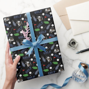 Gone Golfing on Black Wrapping Paper