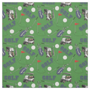 Gone Golfing on Grass Green Fabric