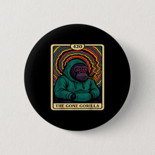 Gone Gorilla Trippy Weed Smoking Tarot Card Graphi 6 Cm Round Badge