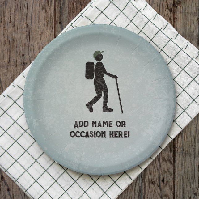 Gone Hiking - Rambler on an adventure - your text Paper Plate (Creator Uploaded)