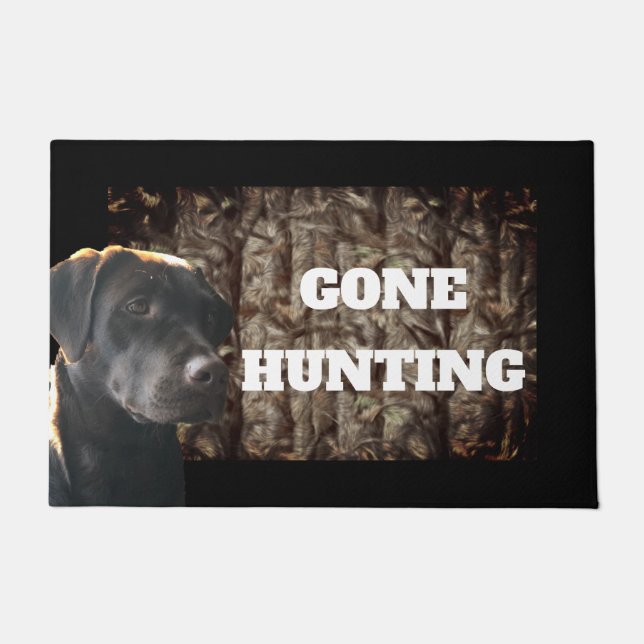 Gone Hunting of Chocolate Lab Dog Welcome Mat (Front)