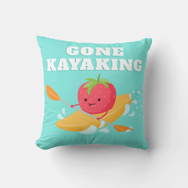 Gone Kayaking Cute Strawberry Cushion (Front)