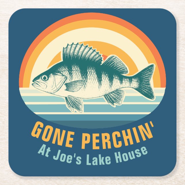 Gone Perching at the Lake House Birthday Sticker Square Paper Coaster (Front)