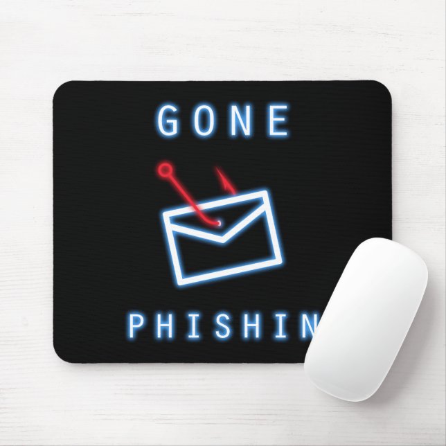 Gone Phishin' - Red and Blue Mouse Mat (With Mouse)