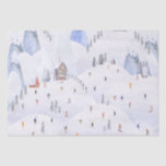Gone Skiing For Christmas Snowy Mountain Skiers Tissue Paper<br><div class="desc">A neutral holiday wrapping paper featuring a watercolor painted snowy winter mountain ski scene with skiers and snowboarders skiing on a family Christmas skiing vacation.</div>