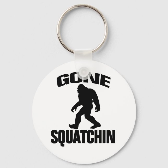 Gone Squatchin - Black and white Key Ring (Front)