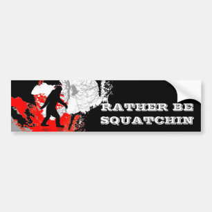 Gone Squatchin, black bigfoot Bumper Sticker
