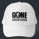 Gone Squatchin Black Trucker Hat<br><div class="desc">gone,  squatchin,  sasquatch,  silhouette,  black,  bigfoot,  big,  foot,  bobo,  got,  squatching,  bfro,  trucker,  animal,  planet,  research,  organisation,  yeti,  woodsbooger,  sashquach,  mysteries,  lochness,  monster,  forest,  ,  beasts,  scary,  got</div>