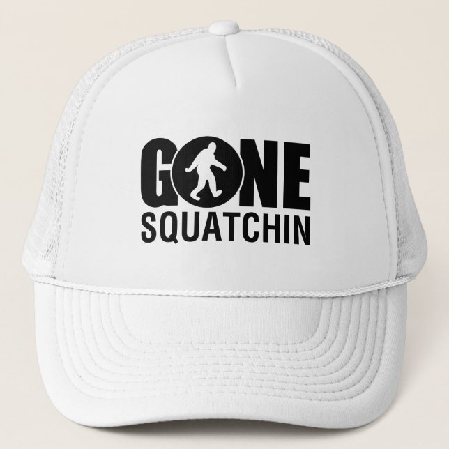 Gone Squatchin Black Trucker Hat (Front)