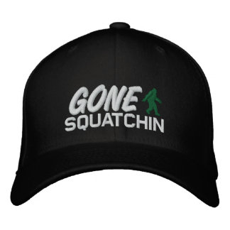 Gone Squatchin - black white and green Embroidered Hat