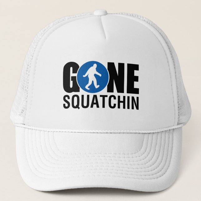 Gone Squatchin Blue Trucker Hat (Front)