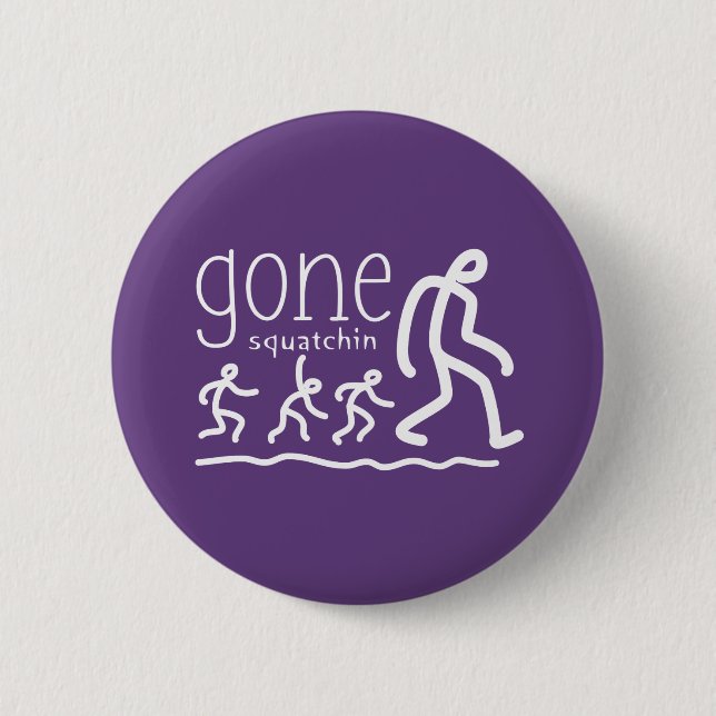 Gone Squatchin Cartoon 6 Cm Round Badge (Front)