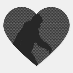 Gone Squatchin Charcoal Carbon Fibre Print Heart Sticker