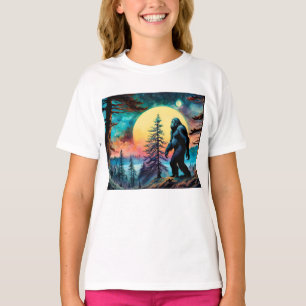 Gone Squatchin' Colourful Sasquatch Full Moon T-Shirt
