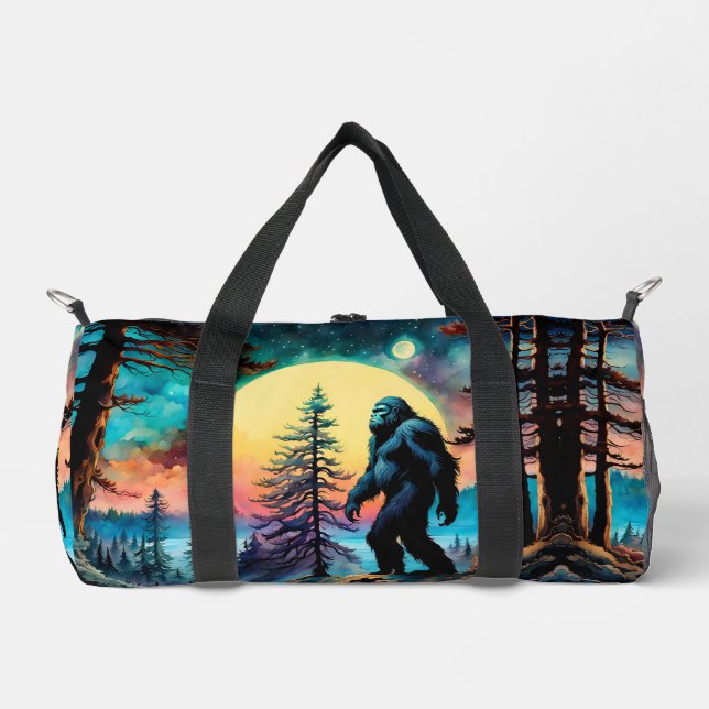 Gone Squatchin' Colourful Sasquatch Landscape Duffle Bag (Front)