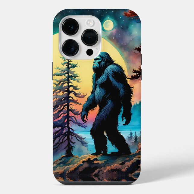 Gone Squatchin' Colourful Sasquatch Landscape iPhone Case (Back)