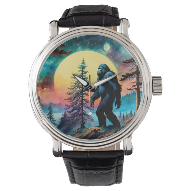 Gone Squatchin' Colourful Sasquatch Landscape Watch (Front)