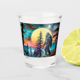 Gone Squatchin' Colourful Sasquatch Moon Shot Glass