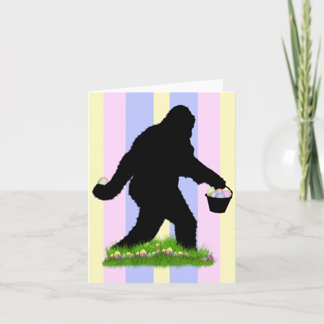 Gone Squatchin for Easter Eggs Holiday Card (Front)