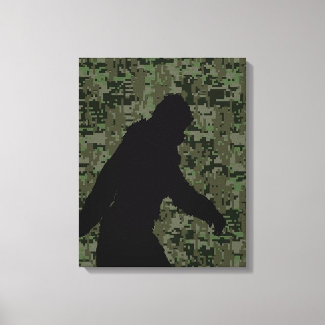 Gone Squatchin For on Olive Digital Camouflage Canvas Print (Front)