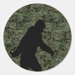 Gone Squatchin For on Olive Digital Camouflage Classic Round Sticker