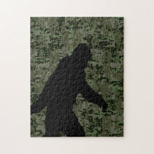 Gone Squatchin For on Olive Digital Camouflage Jigsaw Puzzle