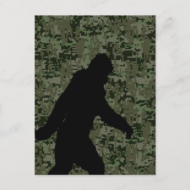 Gone Squatchin For on Olive Digital Camouflage Postcard (Front)