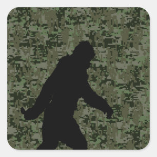 Gone Squatchin For on Olive Digital Camouflage Square Sticker