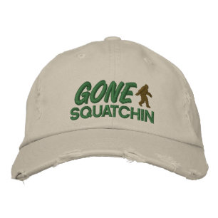 Gone Squatchin - green and brown stitching Embroidered Hat