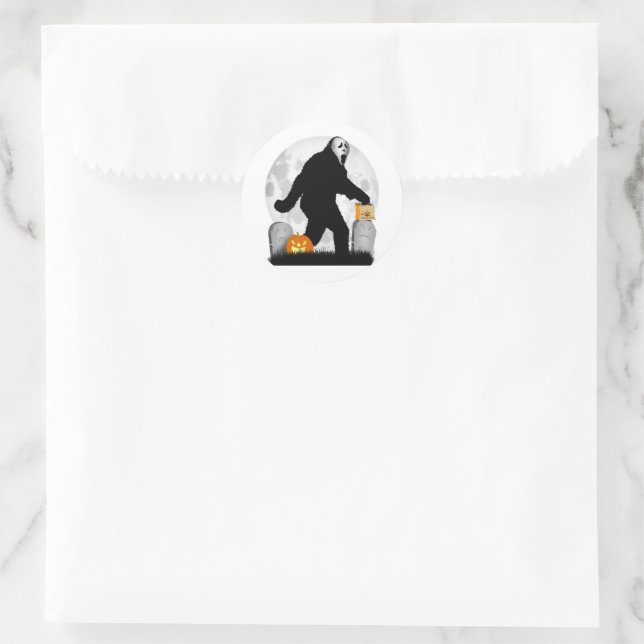 Gone Squatchin' Halloween Classic Round Sticker (Bag)