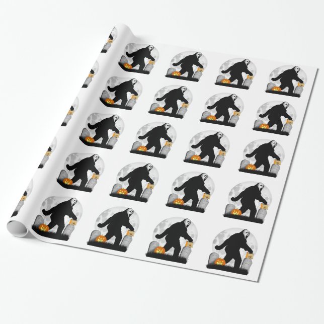 Gone Squatchin' - Halloween Squatchin' Wrapping Paper (Unrolled)