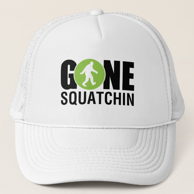 Gone Squatchin Light Green Trucker Hat (Front)