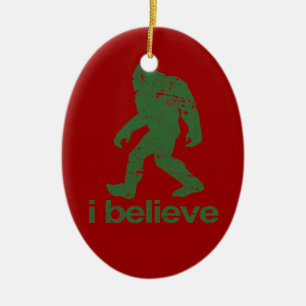Gone Squatchin - red and green Ceramic Tree Decoration
