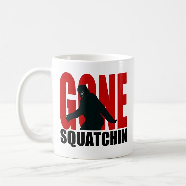 Gone Squatchin (Red & Black) Coffee Mug (Left)
