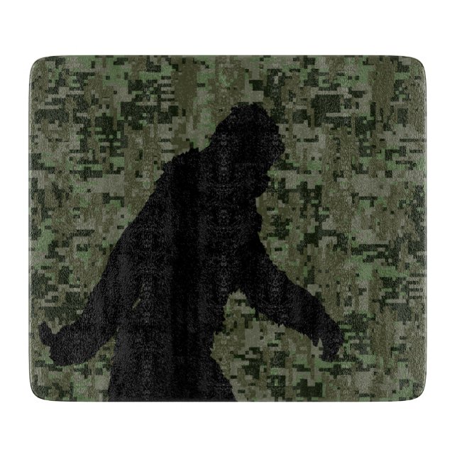 Gone Squatchin Silhouette on Digital Camouflage Cutting Board (Front)