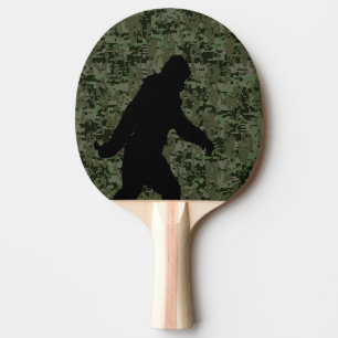 Gone Squatchin Silhouette on Digital Camouflage Ping Pong Paddle