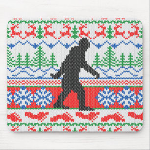 Gone Squatchin Ugly Christmas Sweater Knitting Mouse Mat
