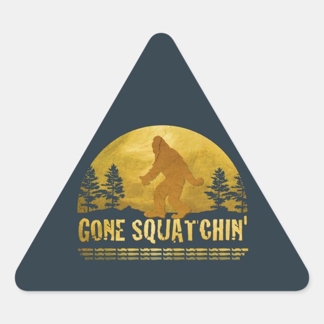 Gone Squatchin' (vintage sunset) Triangle Sticker (Front)