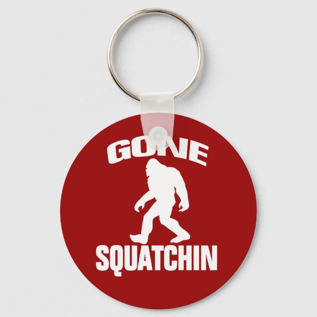 Gone Squatchin - White and Red Key Ring (Front)