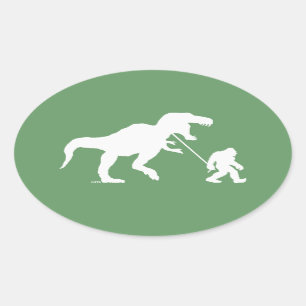 Gone Squatchin with T-rex Oval Sticker
