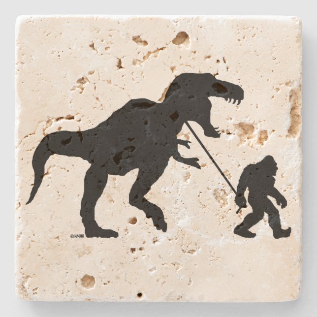 Gone Squatchin with T-rex Stone Coaster (Front)