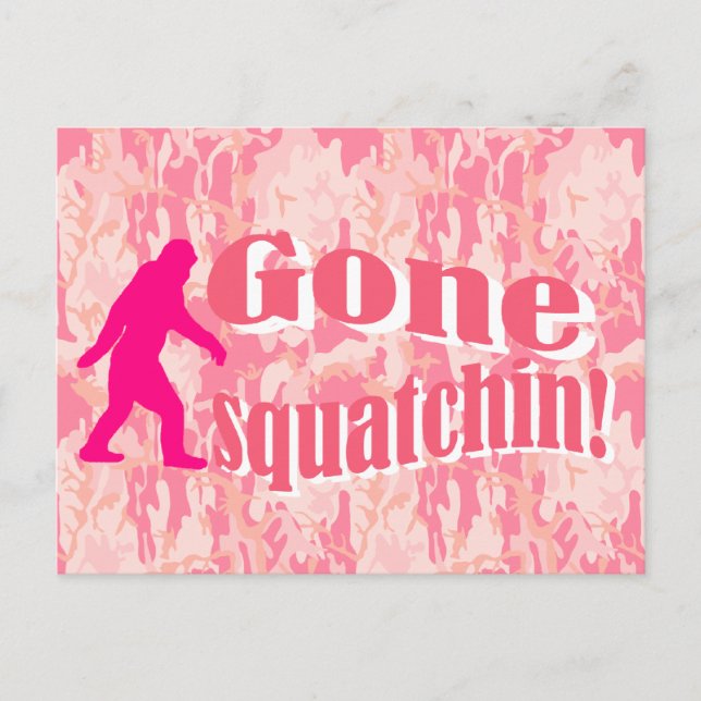 Gone Squatching on pink camouflage Postcard (Front)