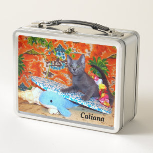 Gone Surfin' - Cat / Kitten  Metal Lunch Box