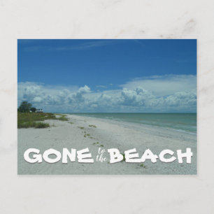 GONE to the Beach Caption On Tropical Beach Photo Postcard