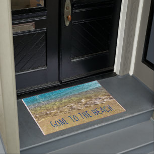 Gone to the Beach with Turqoise Water and Sand Doormat