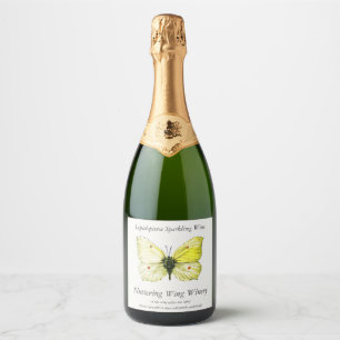 Gonepteryx rhamni - The Common Brimstone Butterfly Sparkling Wine Label