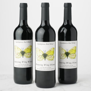 Gonepteryx rhamni - The Common Brimstone Butterfly Wine Label