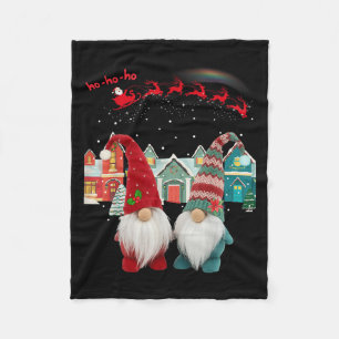 Gonks Christmas Santa Claus Reindeers Fleece Blanket